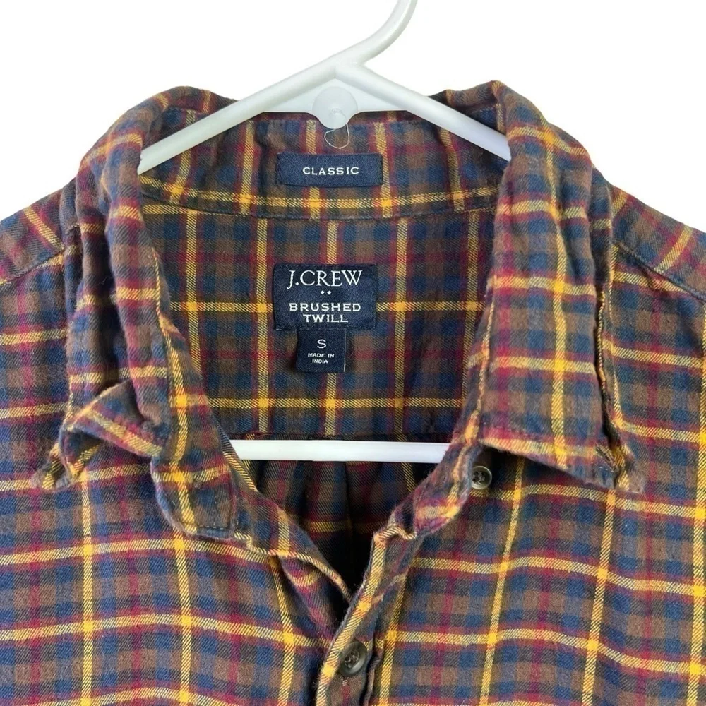 J.Crew Men’s Casual Shirt Button Down Plaid Brown Size S